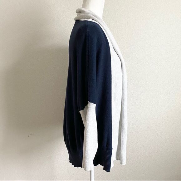 FRESH Produce Open Front Dolman Ribbed Sleeve Colorblock Navy Gray Cardigan xs/s - Picture 4 of 6